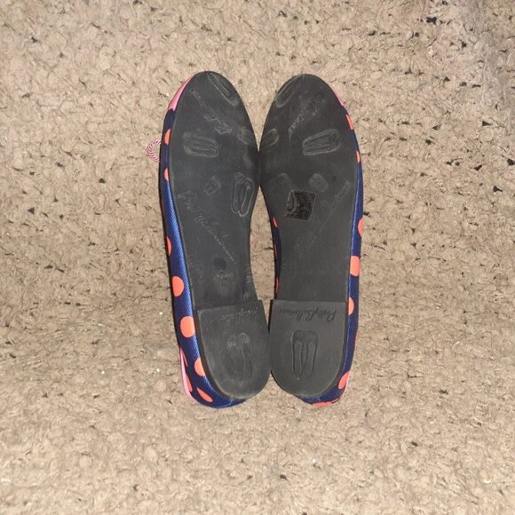 PRETTY BALLERINAS-Rosario-Neon Pink/Orange Polka Dots-Navy Blue-Sz 36-Near MInt - Picture 7 of 7